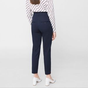 Navy High waisted cotton pants Mango